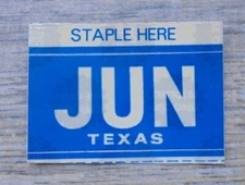TEXAS MONTH "JUNE" RENEWAL STICKERNEW/UNUSED