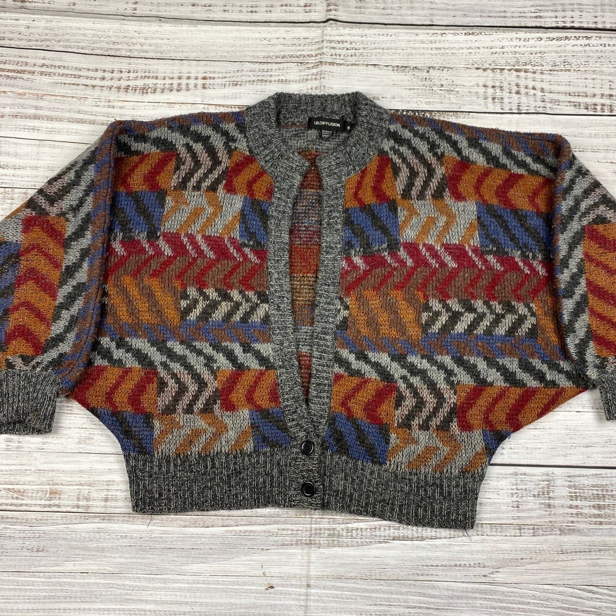 希少ビンテージ　ジオメ柄Geometric Special Airy Cardi Vintage Geometric Special Airy Cardigan