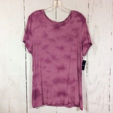 NWT Torrid Plus Size 2X Super Soft Knit Tie Dye Ribbed Crew T-Shirt 18-20 Mauve