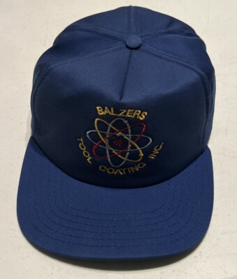Vintage BALZERS TOOL COATING Hat Cap New Era Snap Back Blue Polyester USA Made