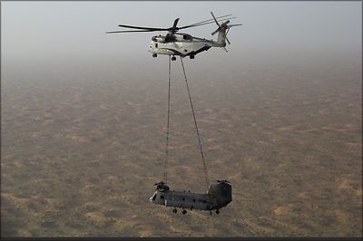 Poster, Many Sizes; Ch-53E Super Stallion Helicopter Transports Ch-47 Chinook