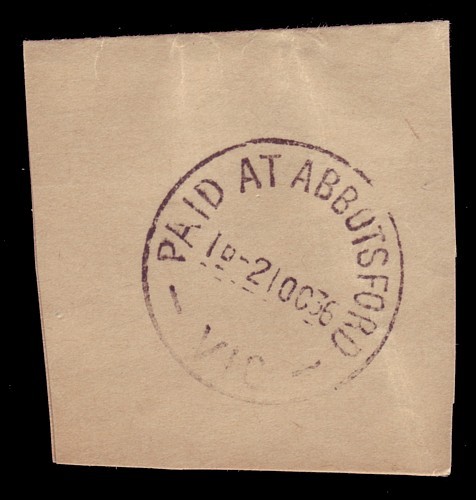 VICTORIA • PAID AT ABBOTSFORD / VIC 1936 LDL cds in black - Bild 1 von 1