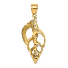 14k Yellow Gold Cut-Out Conch Shell Skeleton Charm Pendant 8.73g for Mom