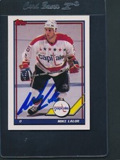 1991/92 Topps #483 Mike Lalor Capitals Signed Auto *D5036