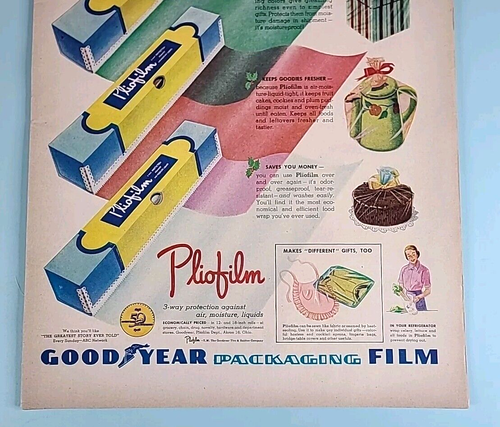 1948 Goodyear Folia opakowaniowa Vtg 1940's Reklama drukarska, folia plio Opakowanie uniwersalne - Zdjęcie 3 z 3