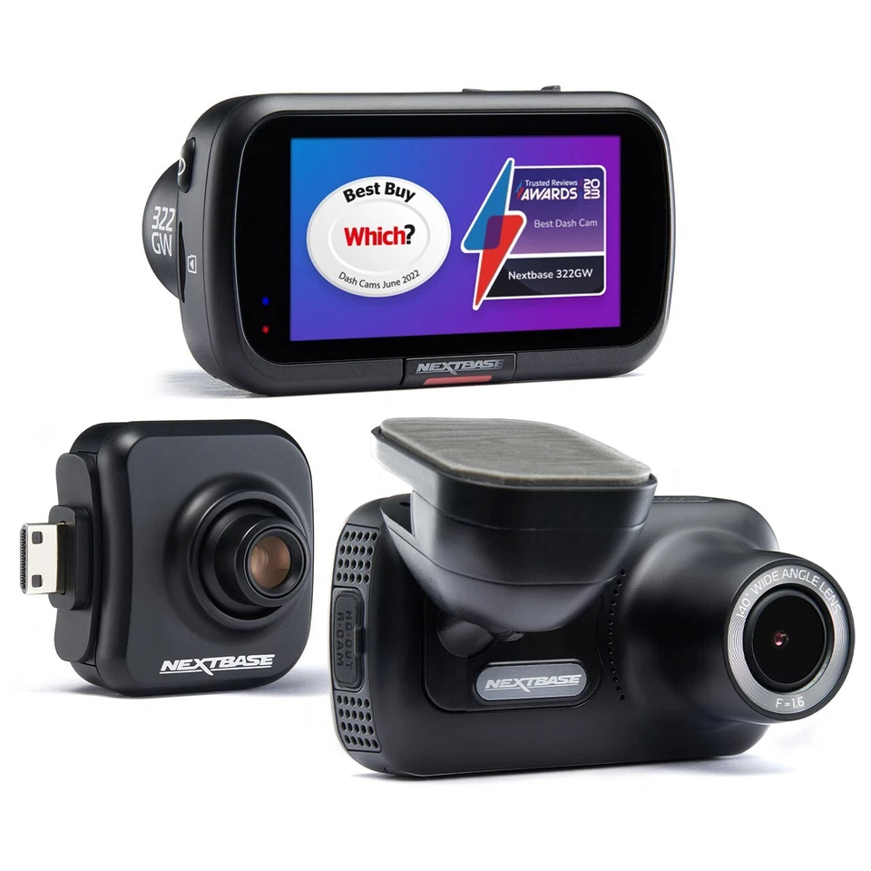 Nextbase 322GW Dash Cam with Cabin Camera - Full 1080p/60fps HD Recording
