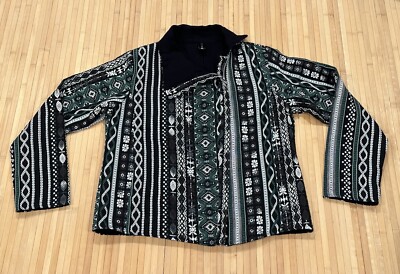 Sacred Threads Zip Up Jacket Embroidered Coat Ethnic Aztec Boho Moto Woman s XL