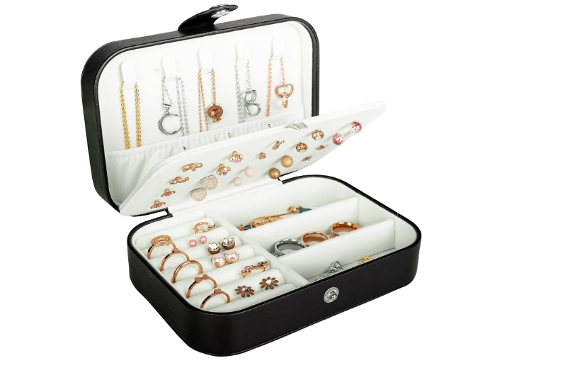 Jewelry Organizer Small Box Storage PU Leather Travel Case Earring Necklace Ring-image