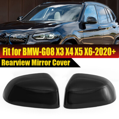 2pc Gloss Black Mirror Cover Cap For 2018-2025 BMW X3 X4 X5 X6 G01 G02 G05 G08