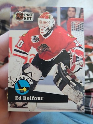 1991-92 Pro Set Chicago Blackhawks Hockey Card #600 Ed Belfour LL