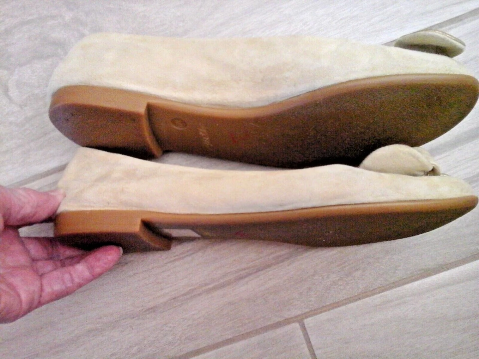 Tapeet vicini 意大利米色麂皮绒皮革芭蕾平底鞋 37 1/2 码 — 第 4/4 张图片