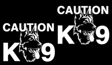 German Shepherd Caution K9 TWO 6" White Vinyl Decals Car Truck Window Mailbox