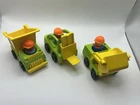 VTG Fisher Price Little People Dump Truck Skid Steer Toys Lot Of 3
