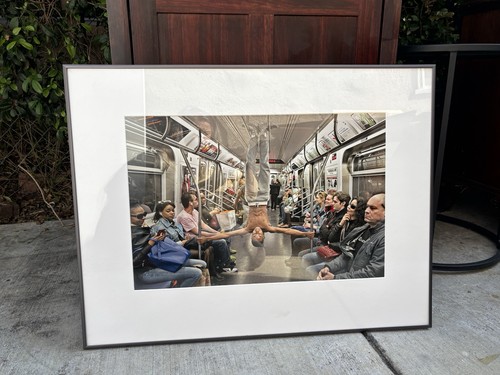 Large Framed Gallery Photo of New York Subway Acrobat by Margarita Mavromichalis