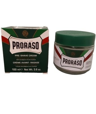 PRORASO Green - Pre Shave Cream - Eucalyptus and Menthol for Men   100ml 3.6 oz