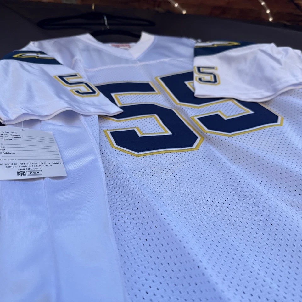 Camiseta deportiva Junior Seau San Diego Chargers década de 1990 auténtica cosida blanca #55 Foto 2 de 4