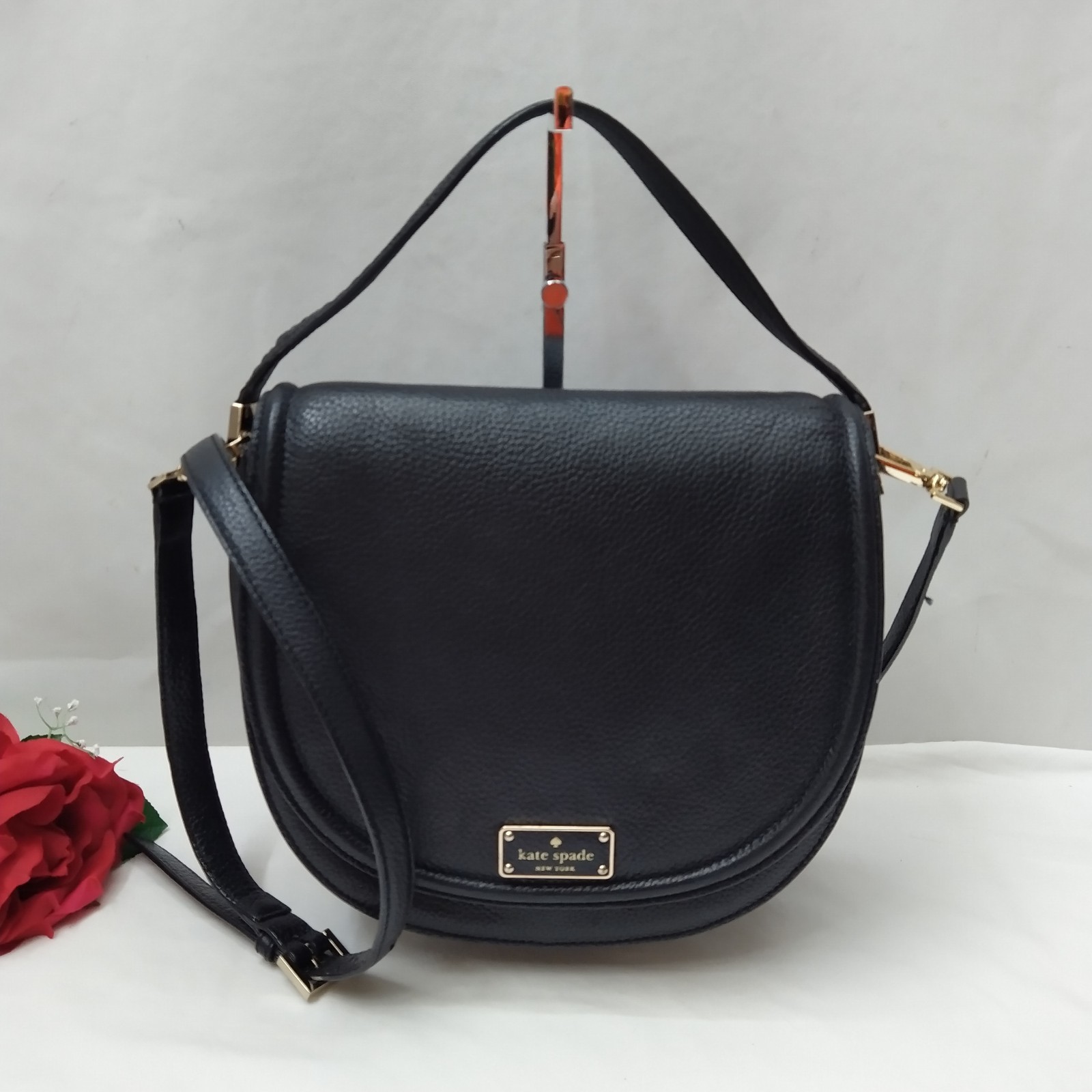 Kate Spade New York Black Leather Flap Closure Top Handle Crossbody Bag thumbnail 9