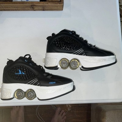 Agloat Men s Black Retractable Wheel Skate Shoes Size 10 EUC