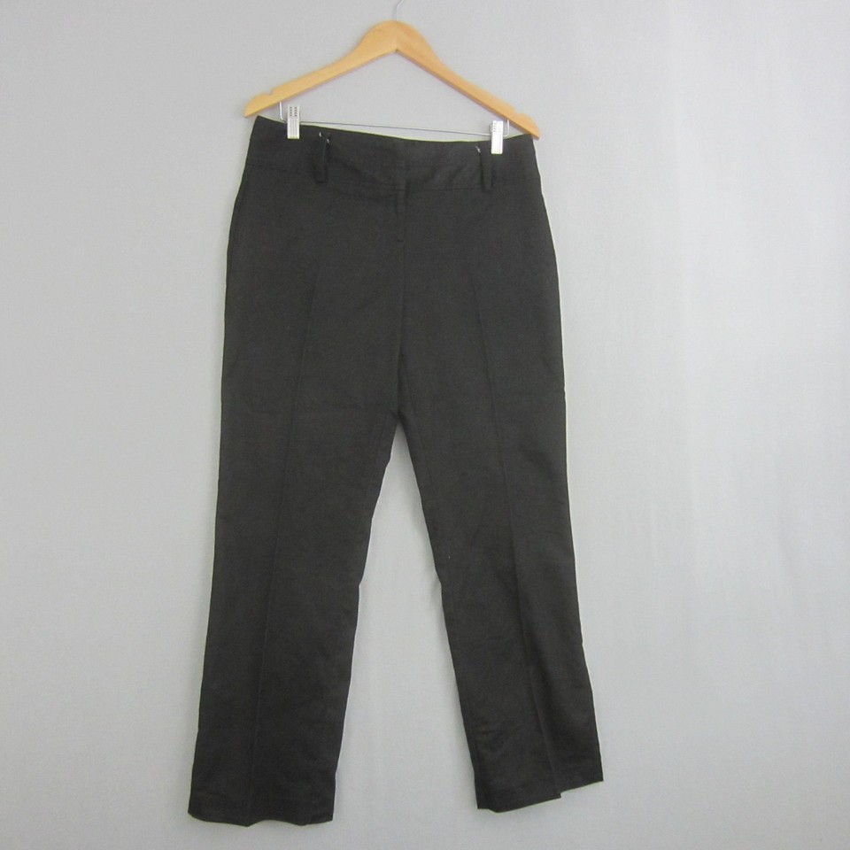 Jacqui E Pants Womens 12 Black Solid Work Straight Leg Crop Tailored Trouser