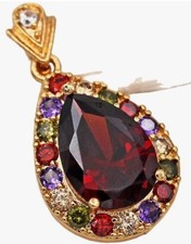 14ct Rose Gold Ruby Amethyst Peridot Garnet Pendant Filled Simulated New stateme