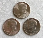1964-D Kennedy Half Dollar - 90% Silver Lot of Three Cleaned
