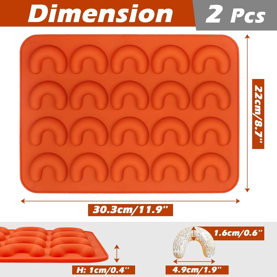Vanillekipferl Backform Silikon 2 Stück Keksform Keksausstecher flexibel - Bild 4 von 4