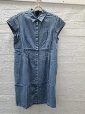 J Jill Darted Waist Hidden Button Cabo Wash Dress Blue Size XLarge