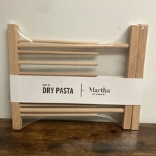 Martha Stewart Wooden Sturdy Fresh Pasta Drying Rack Foldable 8-Armed New