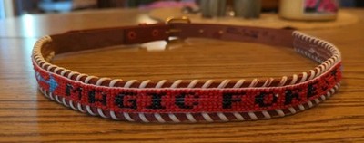 NOS Magic Forest Lake George NY Novelty Beaded Leather Belt Kids Youth Adult 30''