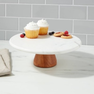Marble and Wood Cake Stand