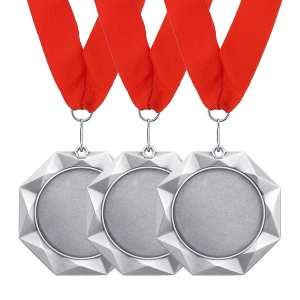 3 StüCk Auszeichnungsmedaillen, 2. Platz Medaillen , 3 Zoll Breit, Silber-image