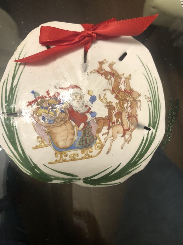 Sand Dollar Christmas Ornament - Santa And Sleigh