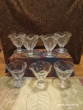 Set Of 7 Anchor Hocking Old Fashioned Ice Cream Sundae Dessert Dishes, Fluted 