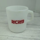 Vintage NCNB (North Carolina National Bank) Mug Milk Glass Advertising D Handle