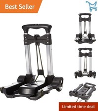 Compact Folding Luggage Cart Plastic Black 70lb Capacity Easy Portable