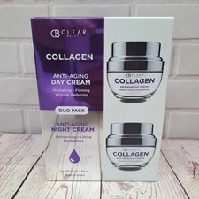 Clear Beauty Collagen Anti-Aging Day & Night Cream Duo Pack, Hydrating Firming