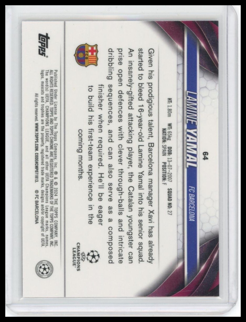 2023-24 Topps Chrome UEFA Club Competitions - Lamine Yamal #64 (RC) view 2