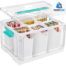 24 QT Clear Plastic Craft Organizer with Detachable Inserts,1 Pack 6 Detach...