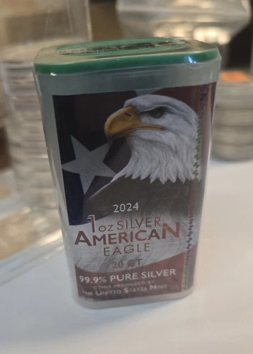 Silver Eagle Roll 20 Coin 2024 - 1 Oz Silver Coin BU Eagle Logo Sealed 999 🦅