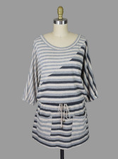 MARC BY MARC JACOBS Striped Gray Drawstring Waist Pockets Dress Size Small