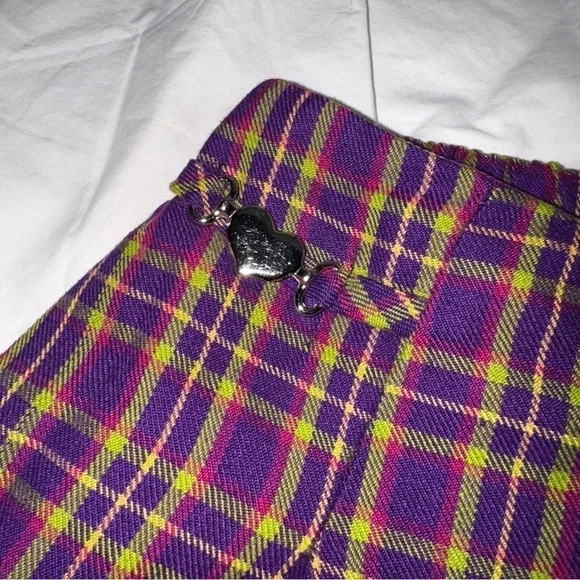 Falda a Cuadros Púrpura Niñas Corazón Hebilla Acentos Talla 6/7 Y2K Estilo Harajuku Punk Foto 3 de 4