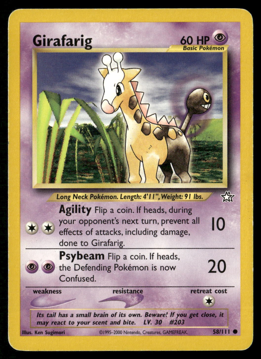 Girafarig 58/111 Common Neo Genesis Pokemon Moderately Played