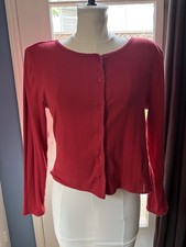 J.CREW Women s Red Pointelle Knit Cardigan Sw...
