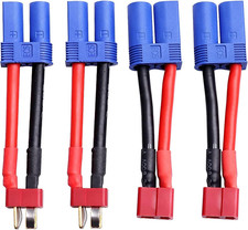 Yowoo 2 Pairs T-Plug to EC5 Male Female RC Connector Adapter with 12Awg 1.96