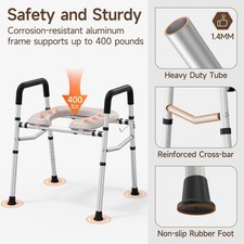 Universal Raised Toilet Seat Toilet Riser w/ Adjustable Height Width, 400 Lbs