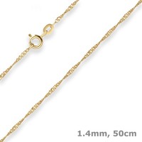 1,4Mm Singapurkette Goldkette Collier Halskette Aus 585 Gold Gelbgold 50Cm