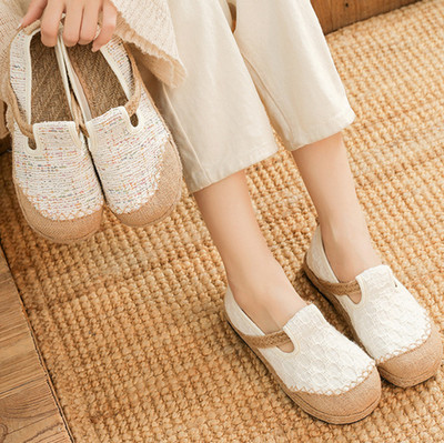 Women s Comfortable Slip-On Loafers Work Flats Cotton linen Casual Dress Shoes