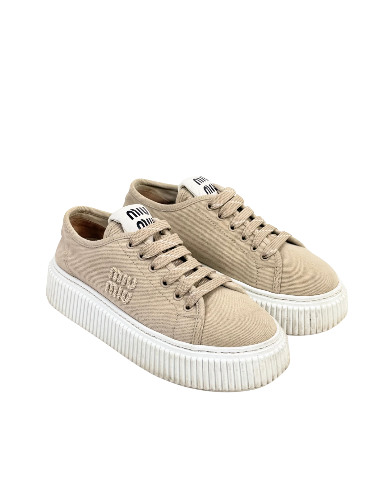 Women's MIU MIU denim low-top sneakers. Size: 37.5 EU.