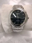 Vintage Seiko Quartz Black Dial Silver Bracelet Analog Wristwatch
