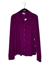 NWT Michael Stars Womens Helen Snap Front Top Medium Madison Brushed Jersey